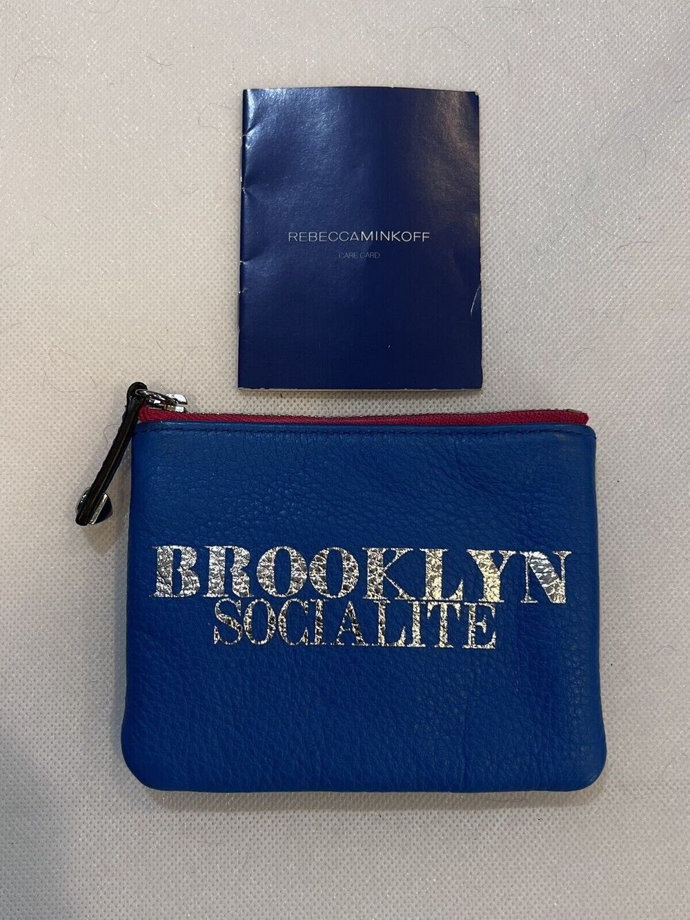 Rebecca Minkoff Coin Purse Bag Brooklyn Socialite Key Ring Blue Leather
